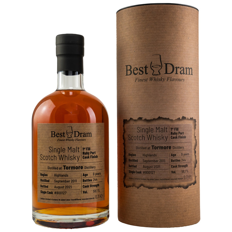 Tormore 9 Jahre 2011/2021 1st Fill Ruby Port Best Dram 58,1% vol.