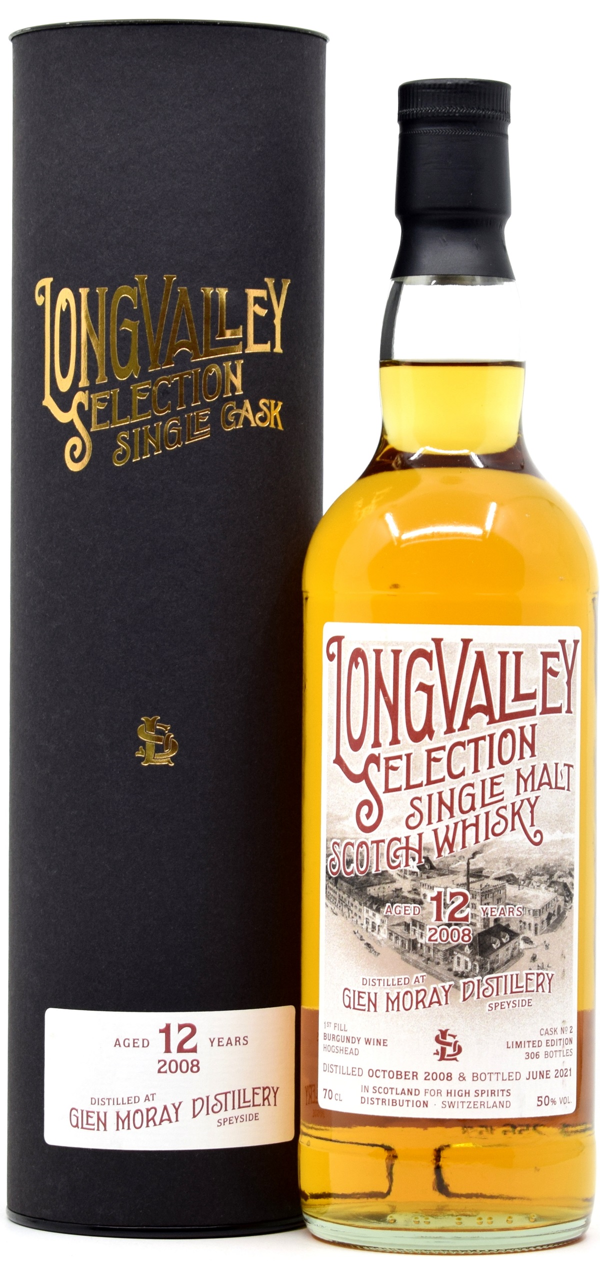 Glen Moray 12 Jahre 2008/2021 1st Fill Burgundy LongValley Selection 50% vol.