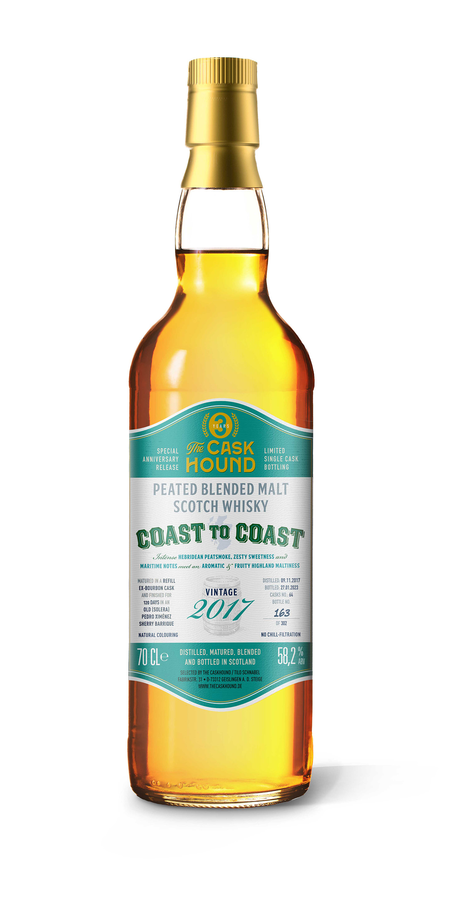 Coast to Coast 5 Jahre 2017/2023 Old Solar PX Finish The Caskhound 58,2% vol.